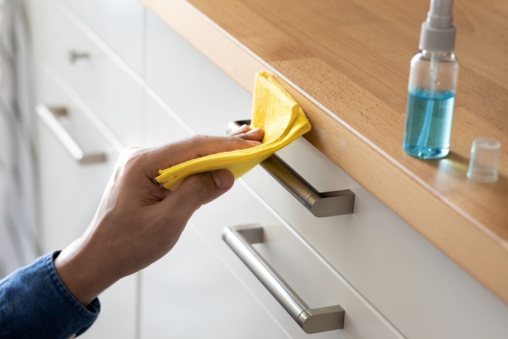 How to clean white kitchen cabinets stains
