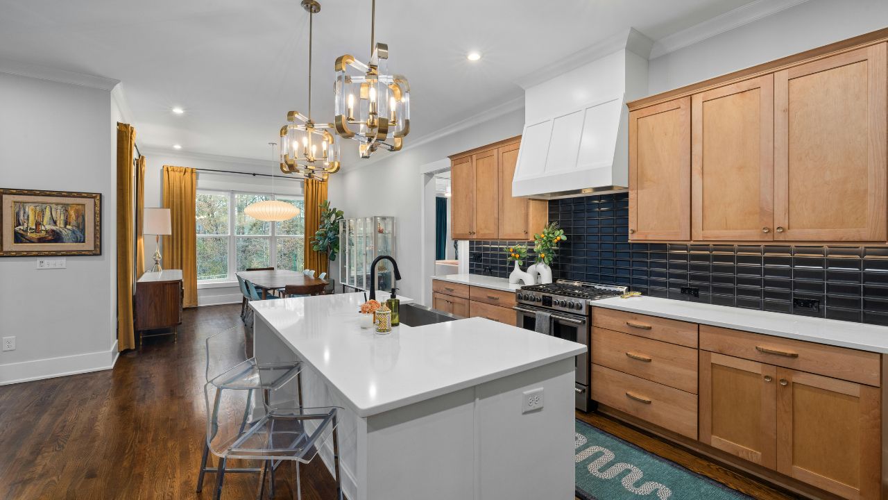 White custom cabinets with granite countertop