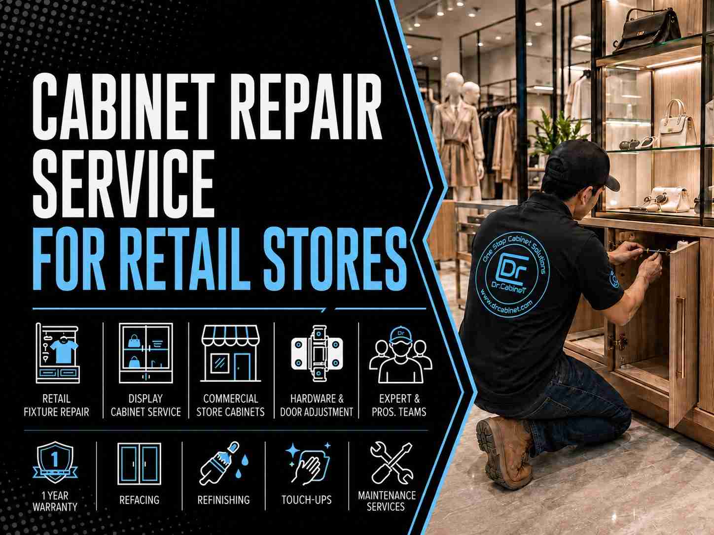 Services 10 CABINET REPAIR SERVICE FOR RETAIL STORES
