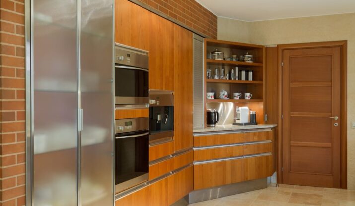 brown kitchen units